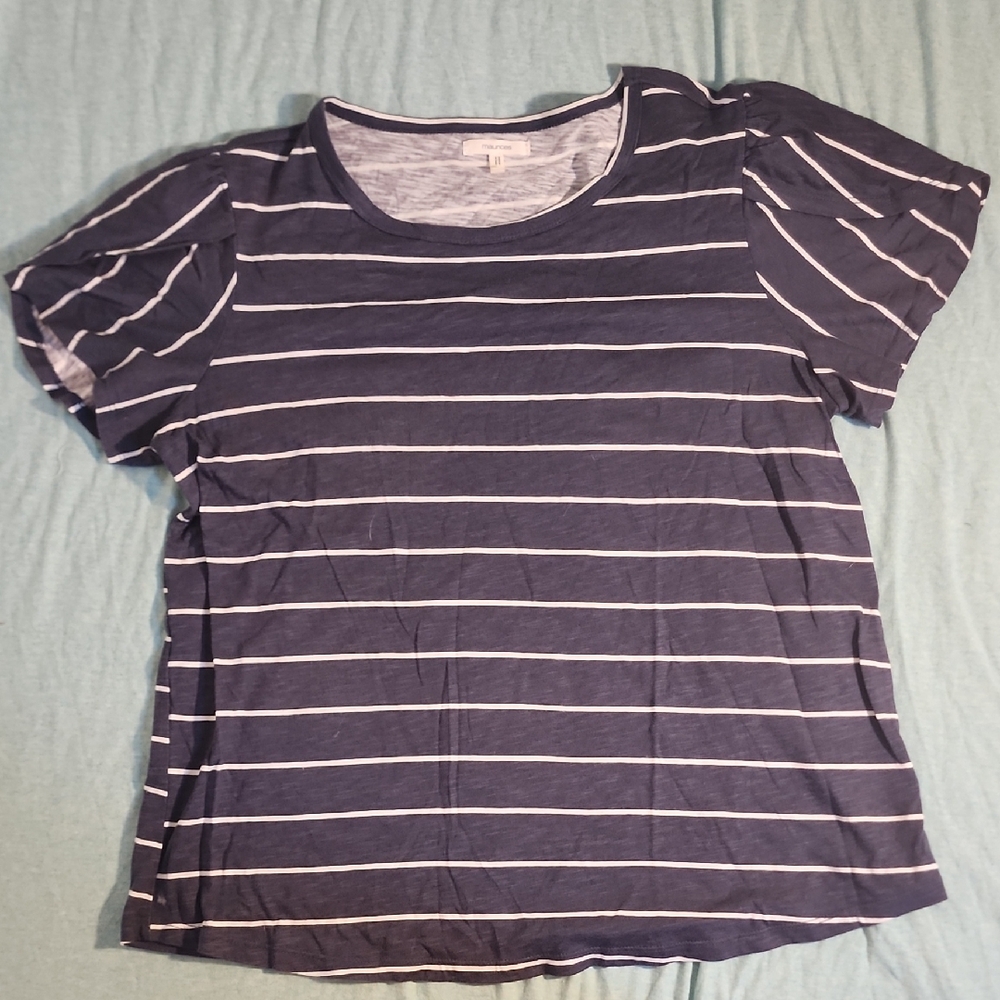 Maurices Navy and White Striped Short Sleeve Tee